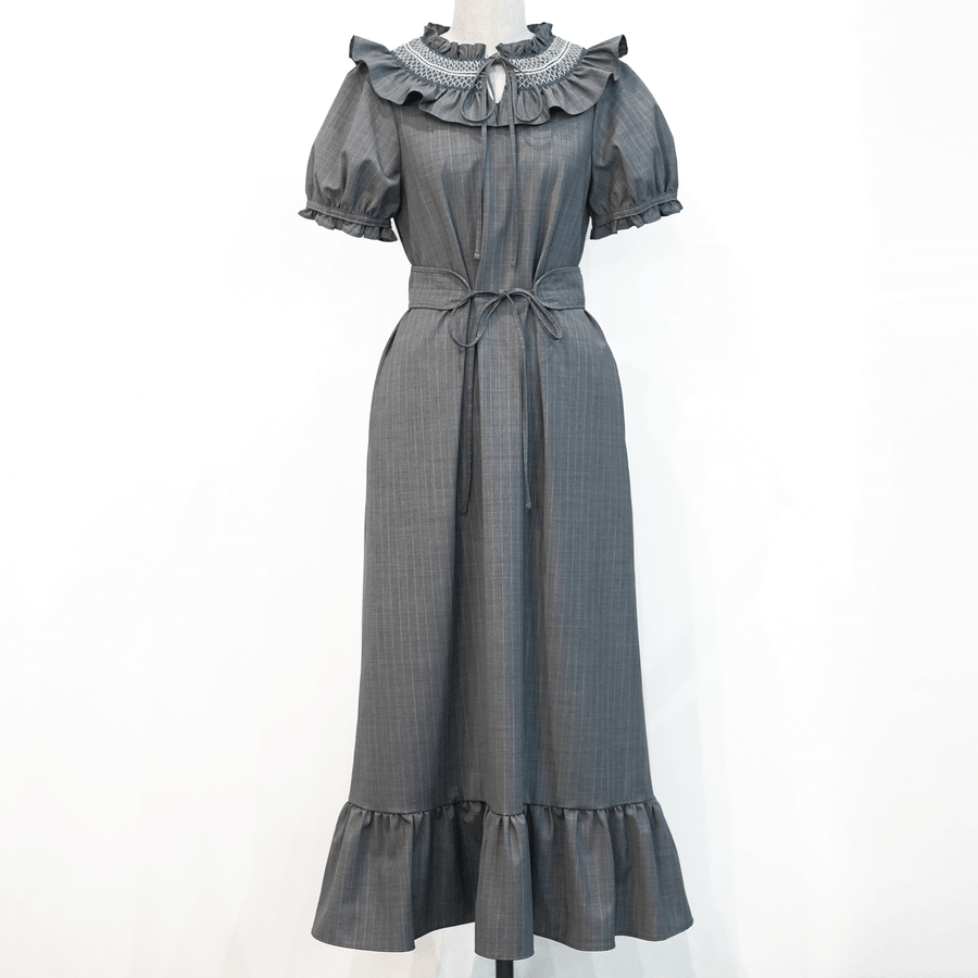 Wrinkle free smocking long dress