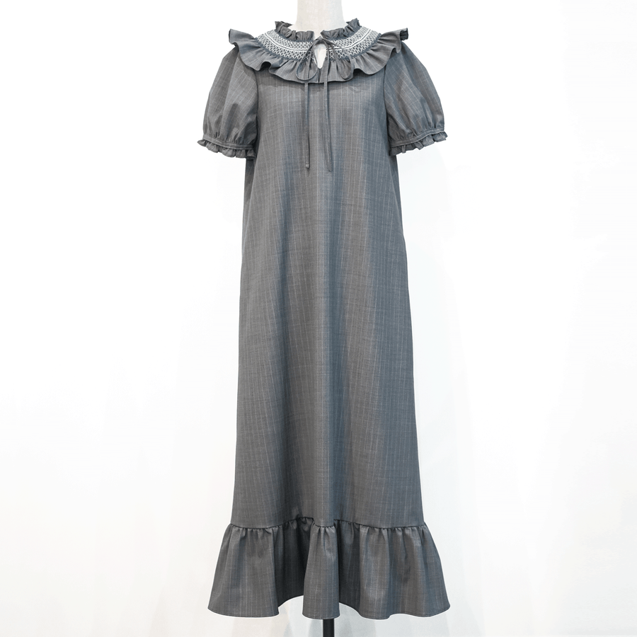 Wrinkle free smocking long dress