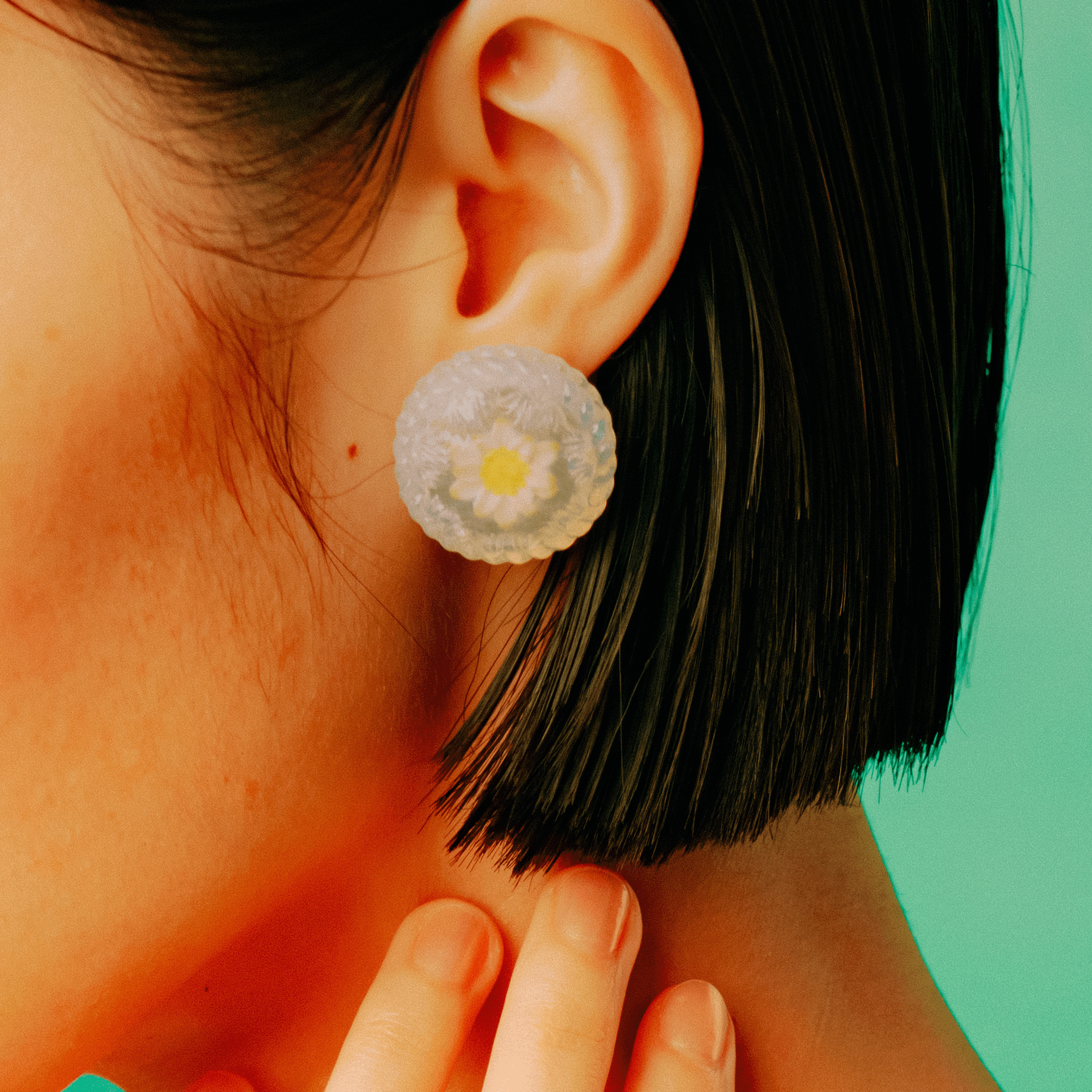 Water lily button earrings S Original Design Shop SPIRAL