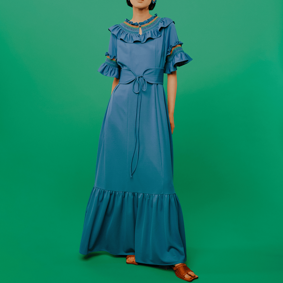 【予約販売商品】Smocked embroidered jersey dress