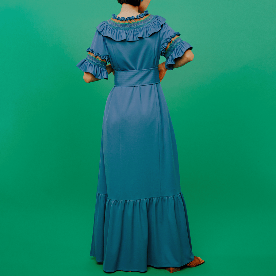 【予約販売商品】Smocked embroidered jersey dress