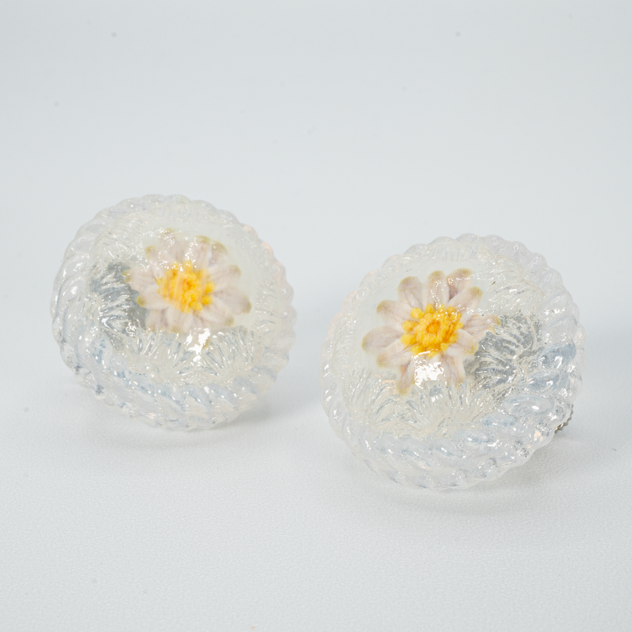 【予約販売商品】Water lily button earrings - M -