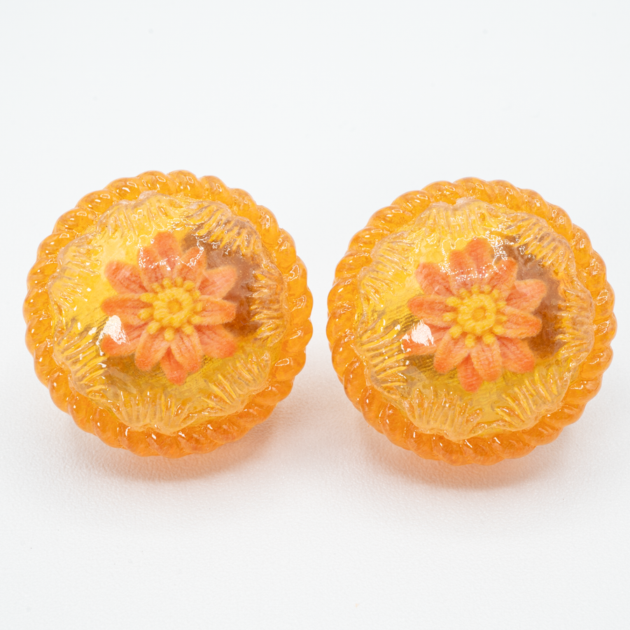 【予約販売商品】Water lily button earrings - M -