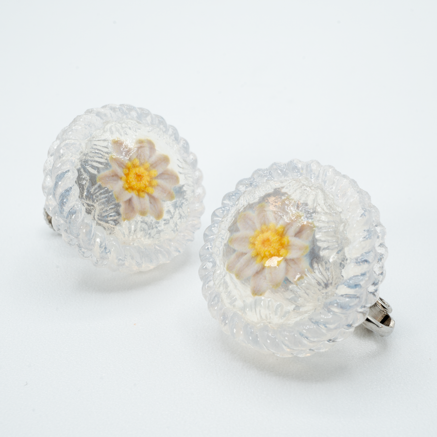 【予約販売商品】Water lily button earrings - S -