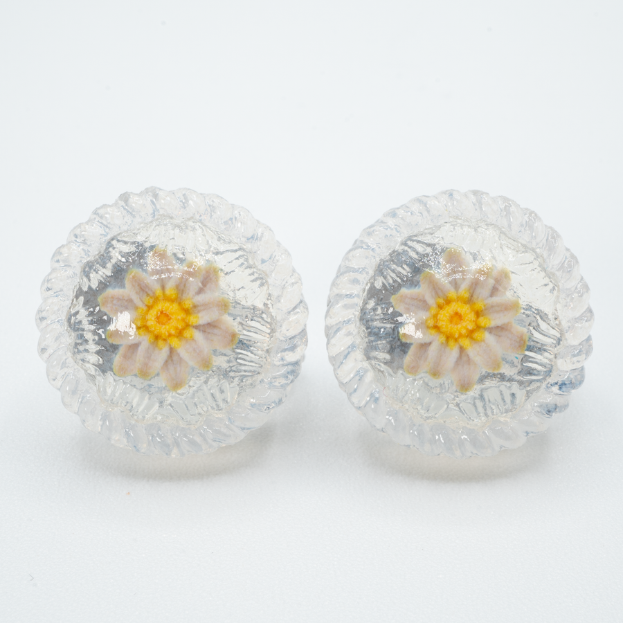 【予約販売商品】Water lily button earrings - S -