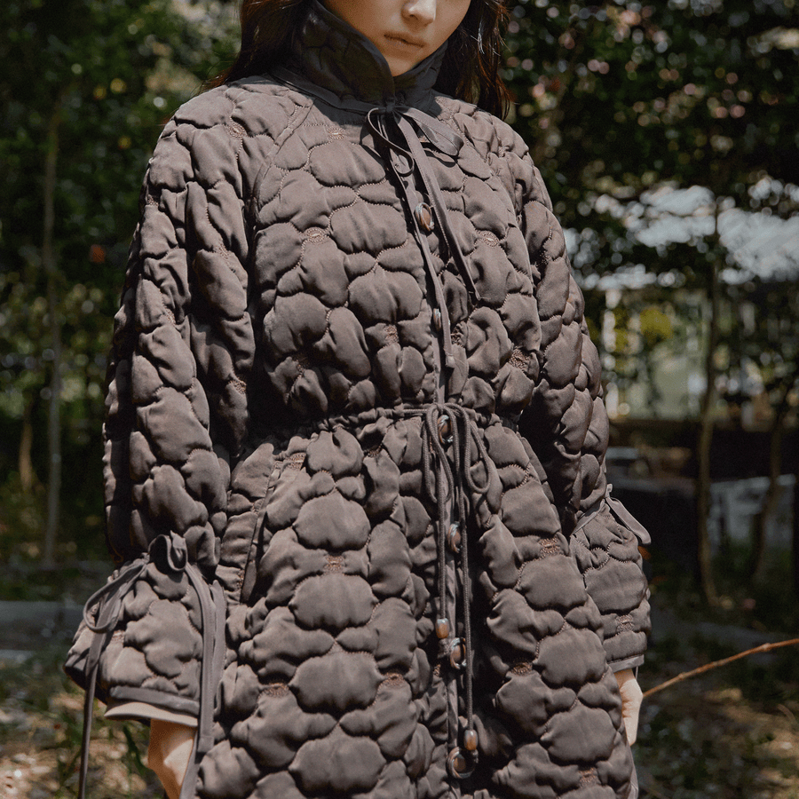 Removable 3D printed button quilted shell  jacket