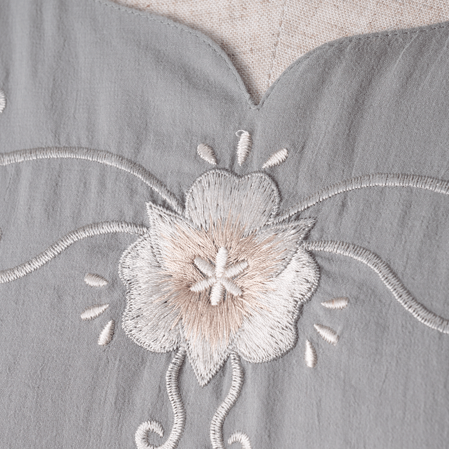 Alstroemeria embroidery tunic maxi dress