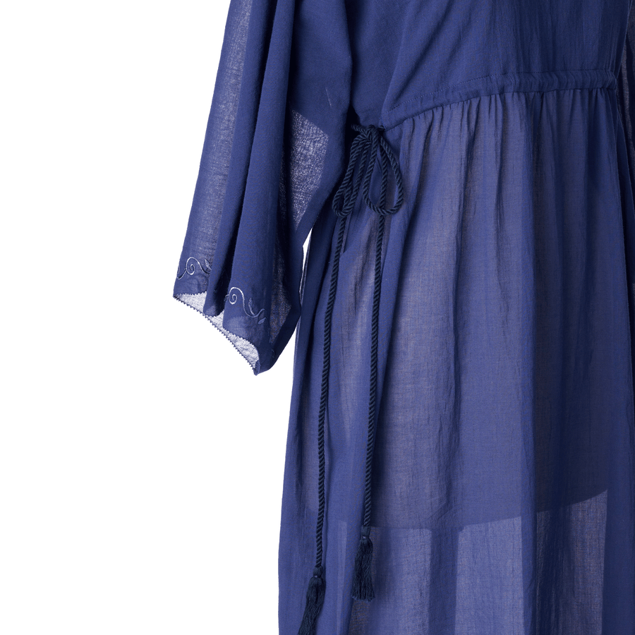 Alstroemeria embroidery tunic maxi dress